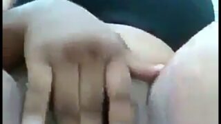 Hairy African big booty teen masturbating outdoors.