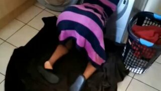 Angie stuck on washing machine.